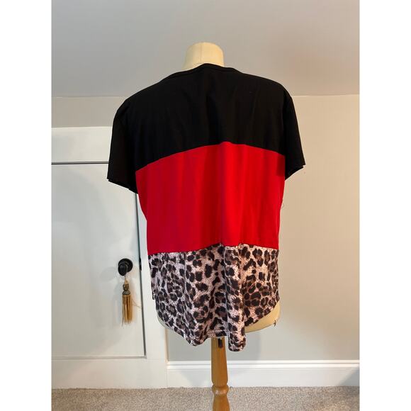 Red Black and Animal Print Tee Shirt 18W - Picture 3 of 5